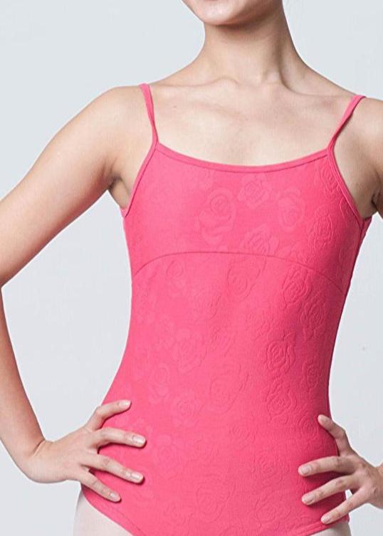 Polyhymnia Leotard - Floral Jacquard Camisole Leotard hot pink front