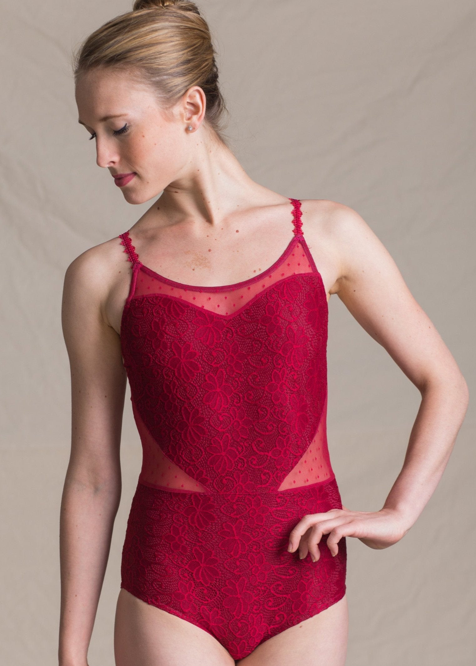 Venus Leotard - Heart-Shaped Camisole Lace & Mesh Leotard main image 1