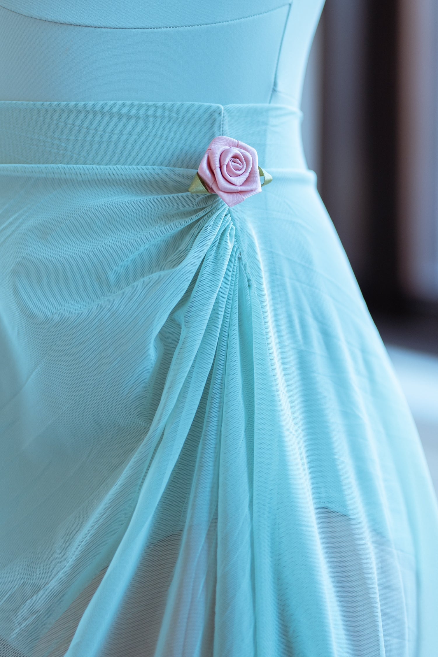 Belle Skirt - Rose Detailed Mesh Skirt Teal  rose details