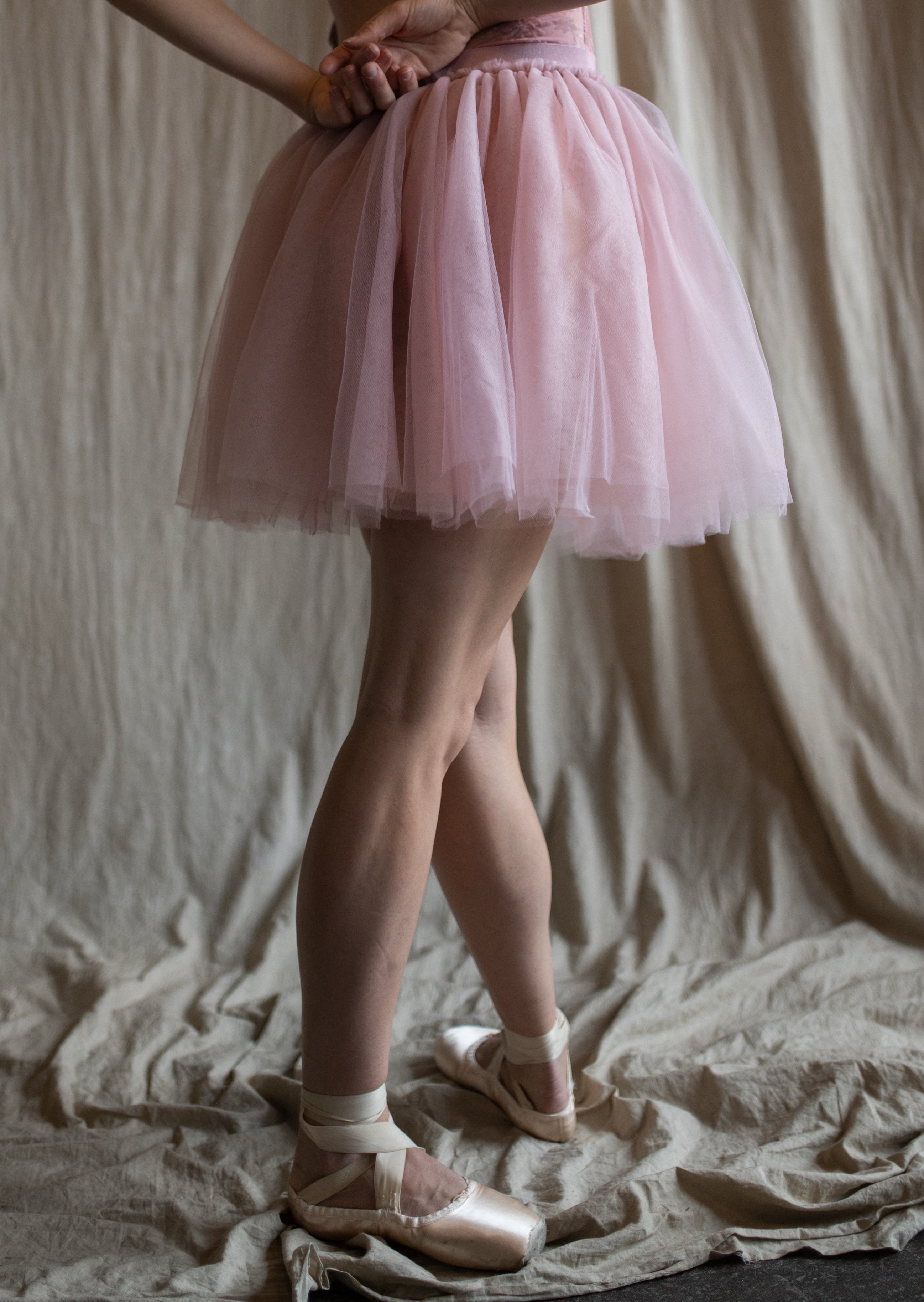 Short Tutu Pierina - Pull-Up Tulle Short Tutu dusty pink back
