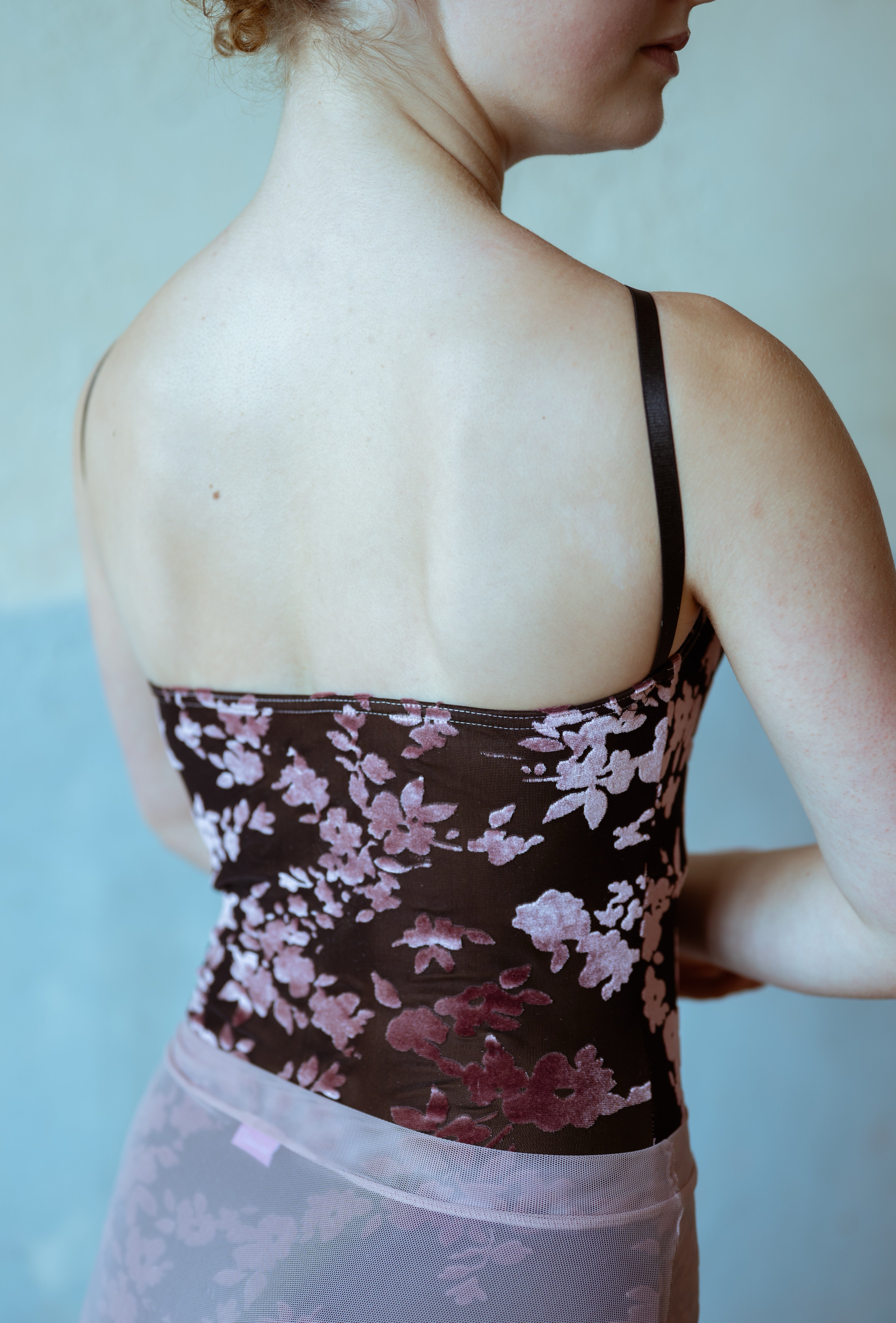 Petal Leotard — Floral Velvet with Keyhole Halter and Detachable Rose