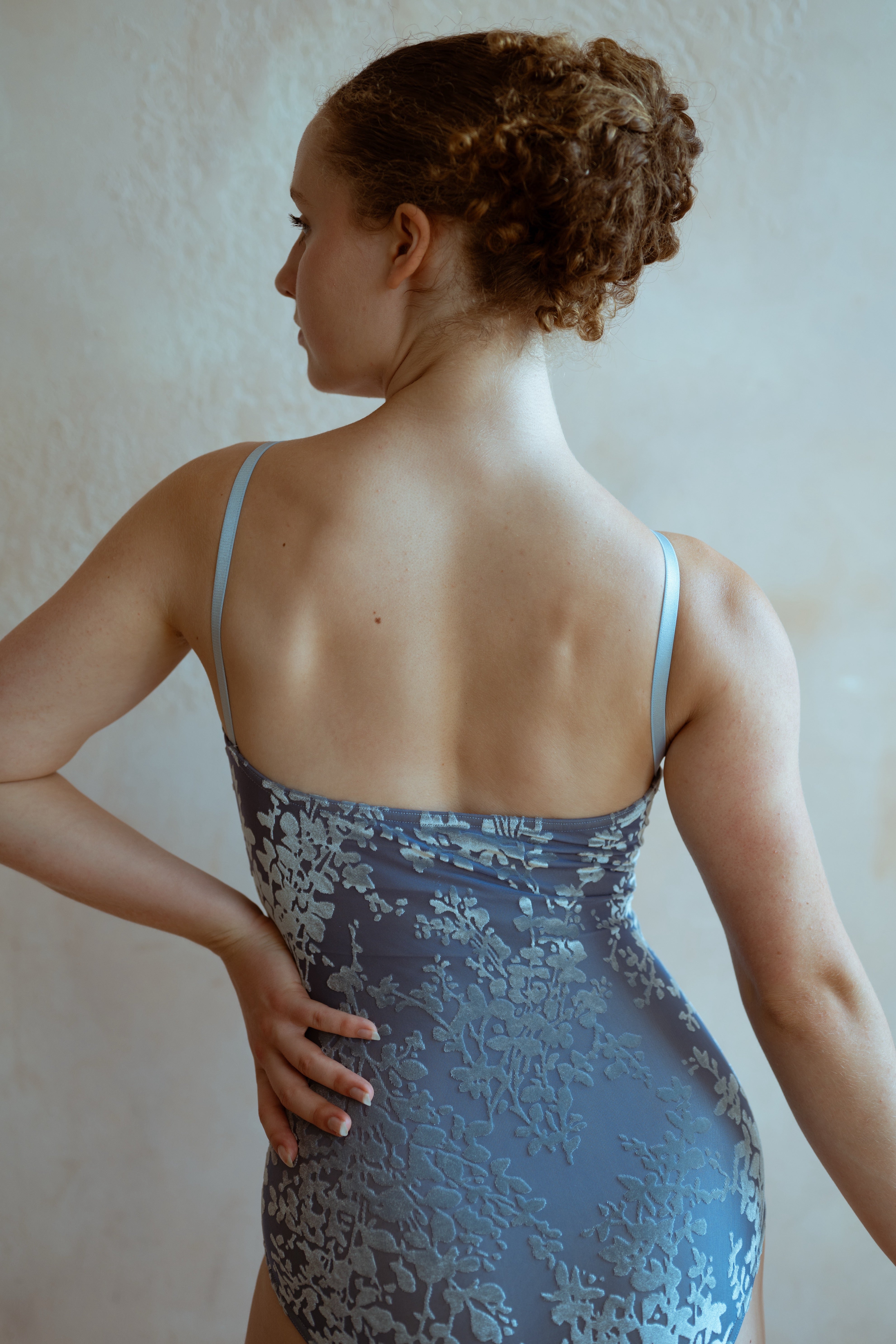 Petal Leotard — Floral Velvet with Keyhole Halter and Detachable Rose
