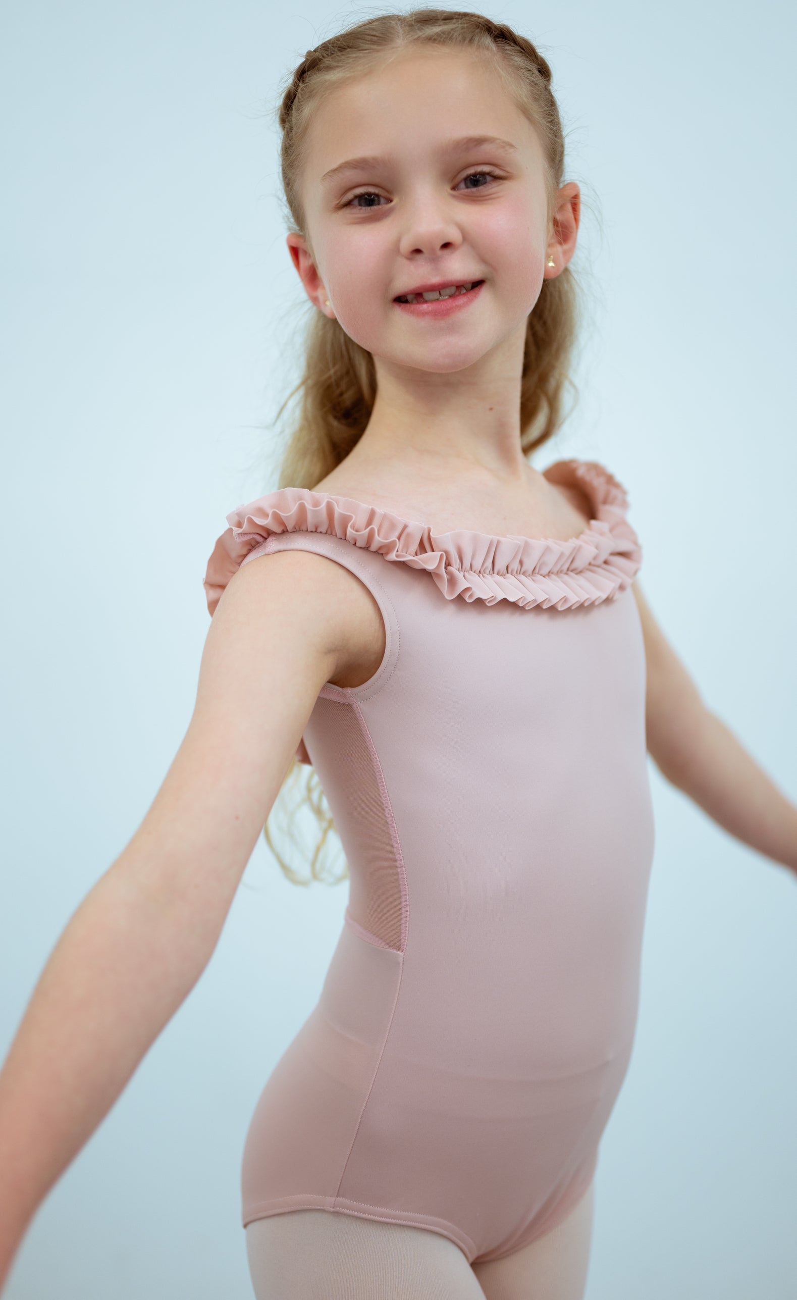 Children collection: Marie Leotard - Ruffle Neckline Off-shoulder Leotard